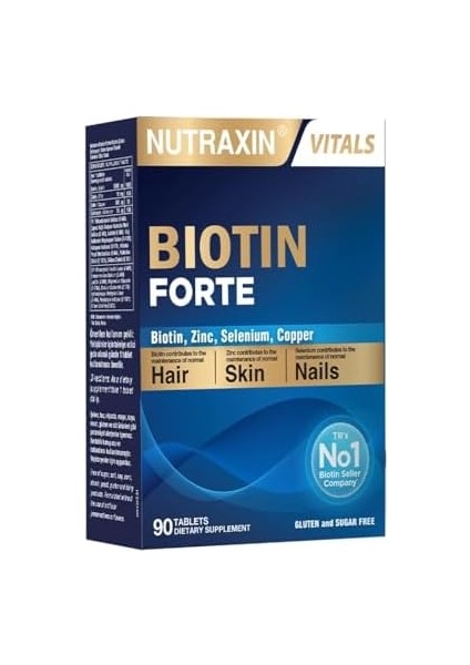 Nutraxin Biotin Forte 5000 Mcg 60 Tablet Saç ve Tırnak Vitamini, Biyotin, Çinko, Selenyum, Bakır fiyatları
