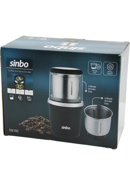 Kahve - Baharat Öğütücü Makine 2pcs Çelik Öğütme Haznesi=2 Bıçaklı - 4 Bıçaklı 100GR Öğütme 200W SCM-2982 (5148)