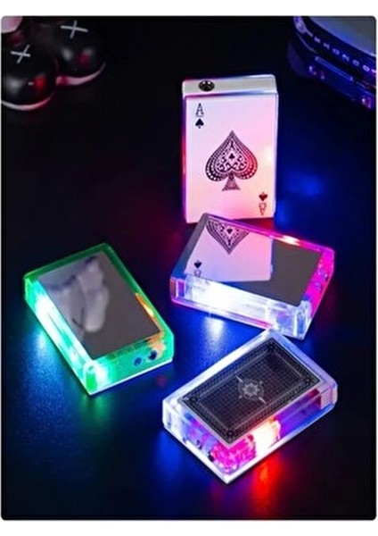 Sıradışı Metal İskambil Kartları Temalı Jet Çakmak Beyaz