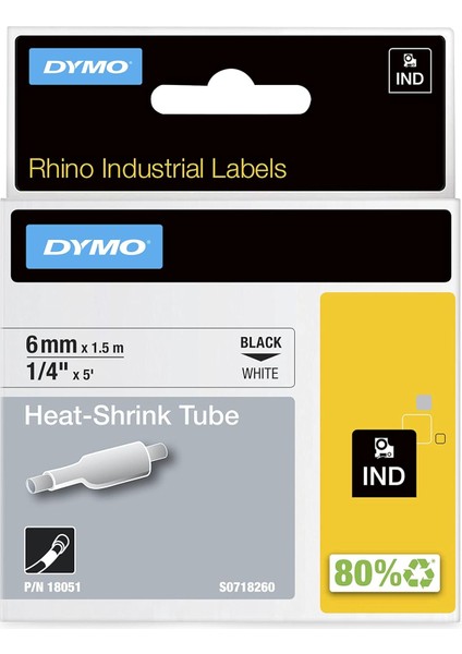 Isıyla Küçülen Serit 6mmx1,5m Beyaz/siyah