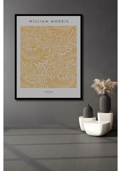 Dekoratif Ahşap Dikdörtgen Tablo William Morris Deseni Çerçeve Görünümlü