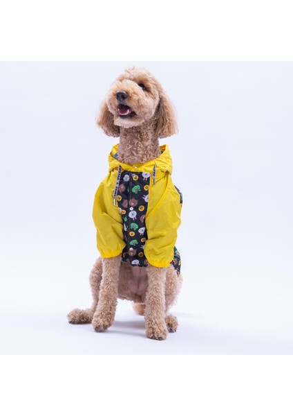 Osaka Smile Sarı Emoji Desenli Büyük Irk Köpek Montu Köpek Yağmurluğu Köpek Kıyafeti Köpek Elbisesi