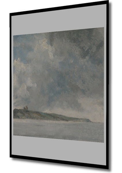 Dekoratif Ahşap Dikdörtgen Tablo Kıyı Manzarası Fırtına Bulutları Çerçeve Görünümlü fiyatları