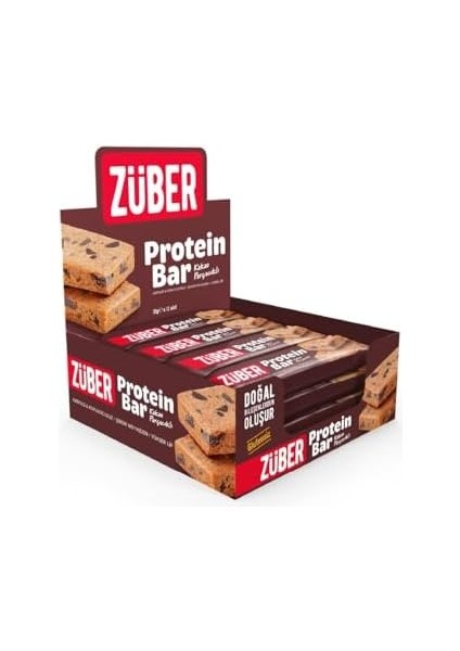 Züber Kakao Parçacıklı Protein Bar - 12 Adet x 35GR
