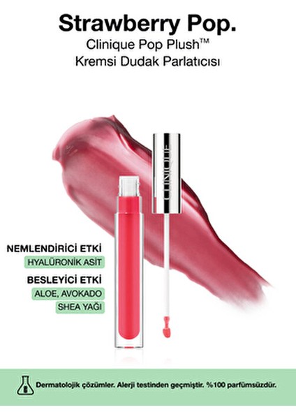 Pop Plush Kremsi Dudak Parlatıcısı Parlak Renkli Strawberry Pop 15 ml
