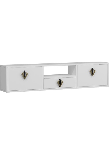 1315DROPCT-32 Duvara Montaj Tv Sehpası Beyaz Gümüş fırsatları