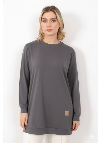 Basic Bisiklet Yaka Armalı Kısa Tunik