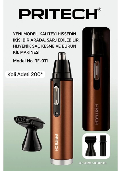 Pritech RF-011 Kulak Burun Kıl Alma Ense Tüy Burun Şarjlı Tıraş Makinesi (5193)