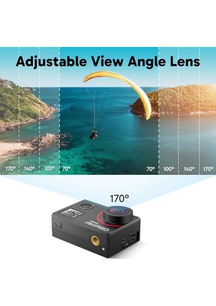Action Cam 4K60FPS 40M Sualtı Kamera 20MP Wifi Aksiyon Kamerası, Dokunmatik Ekranlı Eıs, 8x Zoom Ses Kumandalı Uzaktan Kumandalı Aksesuar Kiti Spor Kamera (V50) modelleri