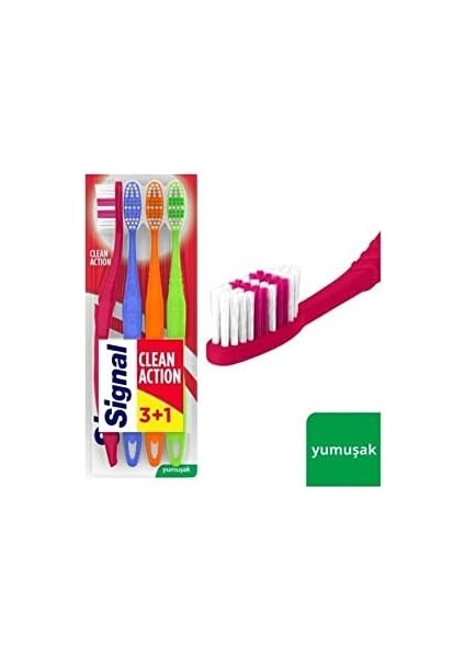 Signal Premium Action 4'lü (3+1) Yumuşak Diş Fırçası