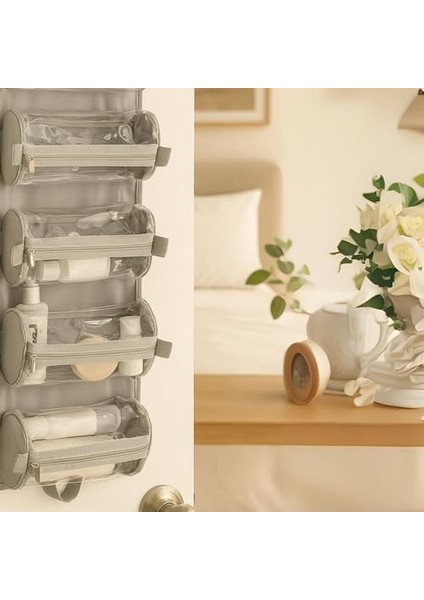 Ecrou Katlanır 4 Parçalı Seyahat Bakım Çantası – Gri | Düzenleyici Organizer, Katlanabilir Kompakt Valiz Çantası Seti, Dayanıklı Kumaş, Erkek Kadın Seyahat Aksesuarı