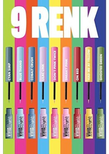 Vivid Brights Likit Eyeliner Lilac Link İnce Uçlu Kolay Uygulama 9 Renk Seçeneği