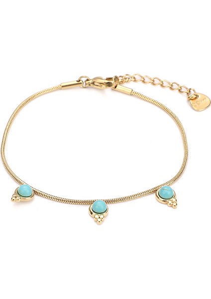 YUANYING-JC1575 Altın Yeşil Taşlı Kolye Paslanmaz Çelik Bileklik (Yurt Dışından)