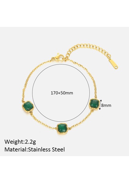 YUANYING-YHAS-B095 Yeşil Taşlı Altın Rengi Paslanmaz Çelik Bileklik (Yurt Dışından) fiyatları