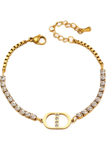 YUANYING-CH606-4 Altın Tonlarında Zirkonyum Kaplama Paslanmaz Çelik Bileklik (Yurt Dışından)