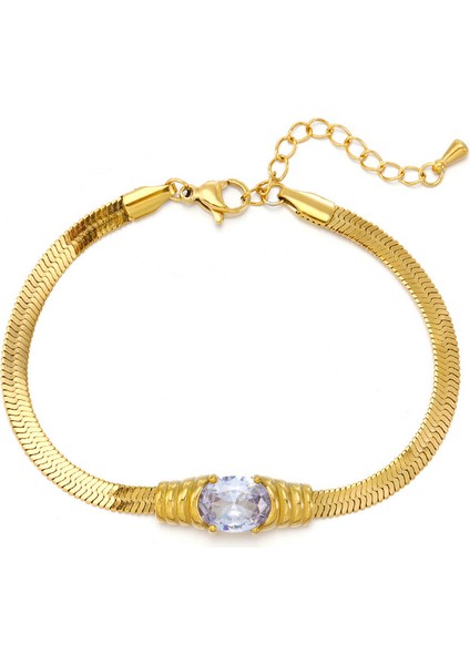 YUANYING-CH985 Altın Zirkonyum Kaplama Paslanmaz Çelik Bileklik (Yurt Dışından)