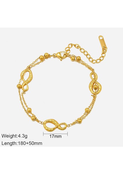 YUANYING-CH477 Altın 8 Rakamı Çift Katmanlı Paslanmaz Çelik Bileklik (Yurt Dışından) fiyatları