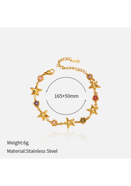 Yuanying-Altın Beş Köşeli Zirkonyum Paslanmaz Çelik Bileklik (Yurt Dışından) fiyatları