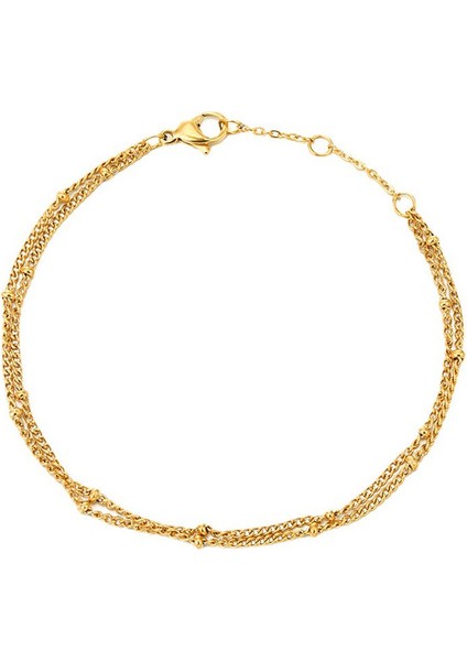 YUANYING-CH35091 Altın Sade Çift Katmanlı Paslanmaz Çelik Bileklik (Yurt Dışından)
