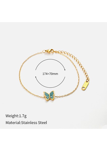 Yuanying-Yhch-17 Altın Zirkonyum Kelebek Paslanmaz Çelik Bileklik (Yurt Dışından) fiyatları