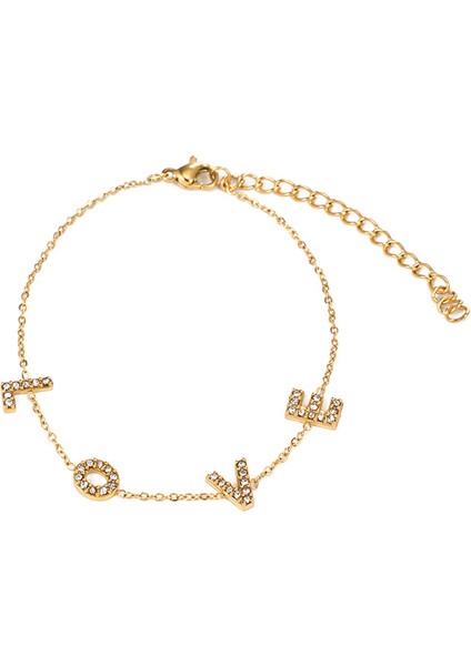 Yuanying-Yhch-8 Altın Harfli ve Zirkonyum Kaplamalı Paslanmaz Çelik Bileklik (Yurt Dışından)