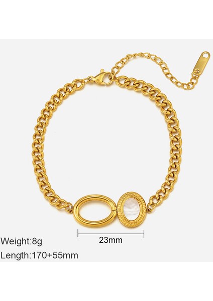 YUANYING-CH205 Altın Sade Oval Paslanmaz Çelik Bileklik (Yurt Dışından) fiyatları