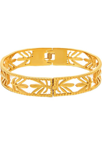 YUANYING-CH468 Altın Tonlarında Içi Boş Yaprak Şeklinde Paslanmaz Çelik Bileklik (Yurt Dışından)