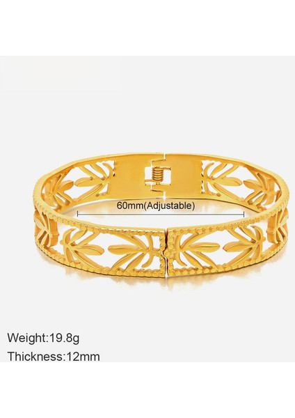 YUANYING-CH468 Altın Tonlarında Içi Boş Yaprak Şeklinde Paslanmaz Çelik Bileklik (Yurt Dışından) fiyatları