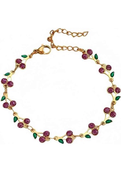 YUANYING-CH1206-1 Altın Meyve Kiraz Paslanmaz Çelik Bileklik (Yurt Dışından)