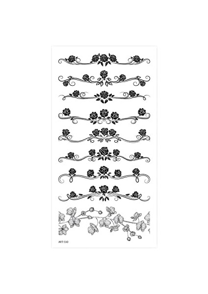 Artikel Şerit Gül Desen Geçici Dövme,geçici Tattoo,vücut Dövme,kol Bilek Dövme,boyun Dövme,sırt Dövme fiyatları