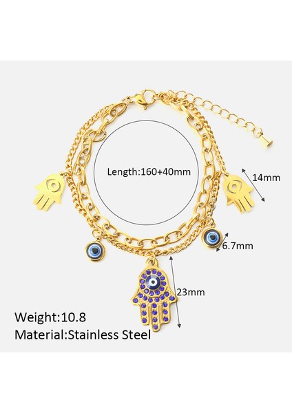 YUANYING-CH1008 Altın Çift Katmanlı Şeytan Gözü Paslanmaz Çelik Bileklik (Yurt Dışından) fiyatları