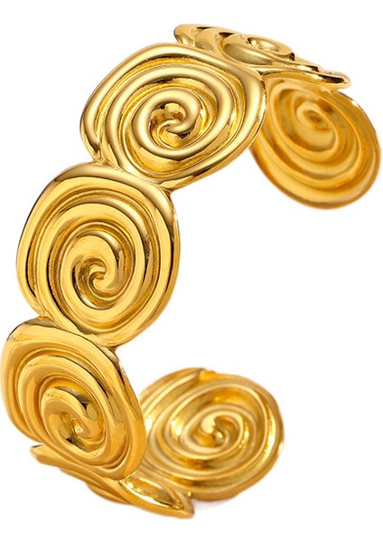 YUANYING-CH1258 Altın Spiral Açık Paslanmaz Çelik Bileklik (Yurt Dışından)