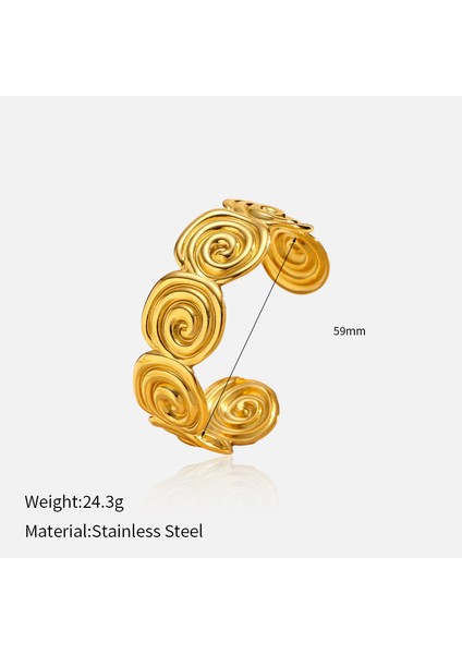 YUANYING-CH1258 Altın Spiral Açık Paslanmaz Çelik Bileklik (Yurt Dışından) fiyatları