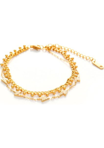 YUANYING-YHJY1028 Altın Tonlarında Zirkonyum Kaplama Şimşek Paslanmaz Çelik Bileklik (Yurt Dışından)