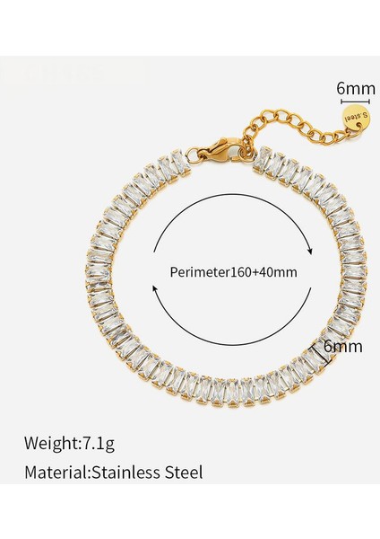 YUANYING-CH486 Altın Kare Zirkon Kaplama Paslanmaz Çelik Bileklik (Yurt Dışından) fiyatları