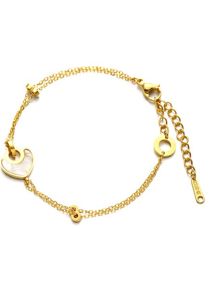 YUANYING-CH1087 Altın Sade Kalp Paslanmaz Çelik Bileklik (Yurt Dışından)
