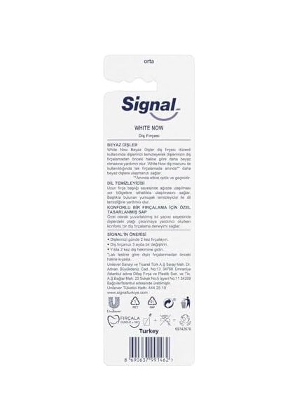 Signal White Now Beyaz Dişler 2'li (1+1) Orta Diş Fırçası modelleri