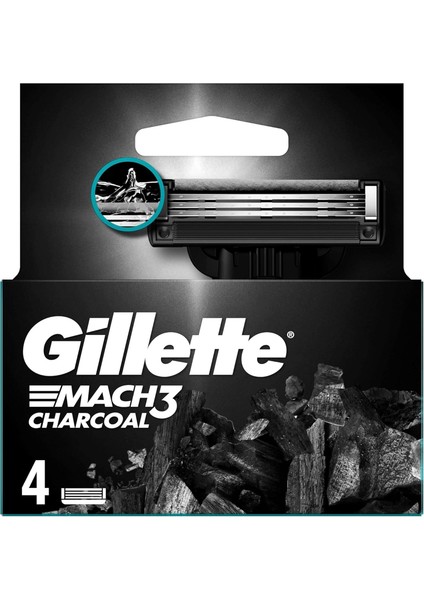 Gillette Mach3 Charcoal Yedek Tıraş Bıçağı 4'lü modelleri