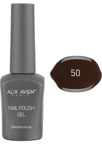 Alıx Avıen Kahverengi Kalıcı Oje 50-Yoğun Renk Veren Jel Oje 12 Ml-Nail Uv Gel Polish 50