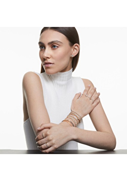 Kadın Bileklik Pembe Altın Kaplama Kristal Detaylı 17 cm Angelic Koleksiyonu