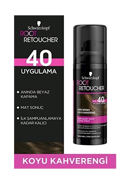 Schwarzkopf Root Retoucher Beyazları Anında Kapatan Sprey Boya Koyu Kahverengi 120 ml