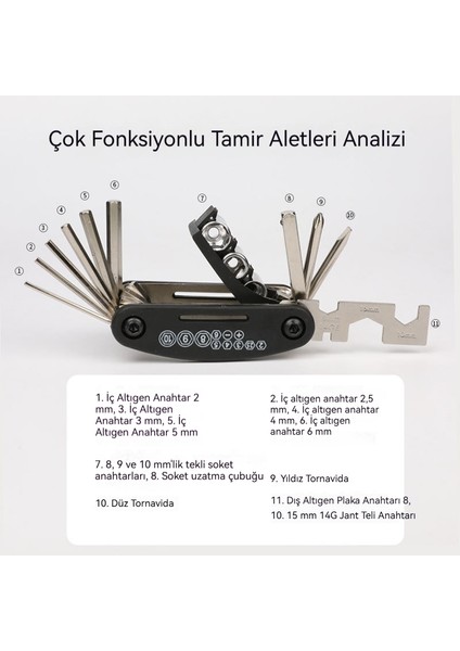 Bisiklet Tamir Lastik Tamir Çok Fonksiyonlu Anahtar Seti (Yurt Dışından) fiyatları