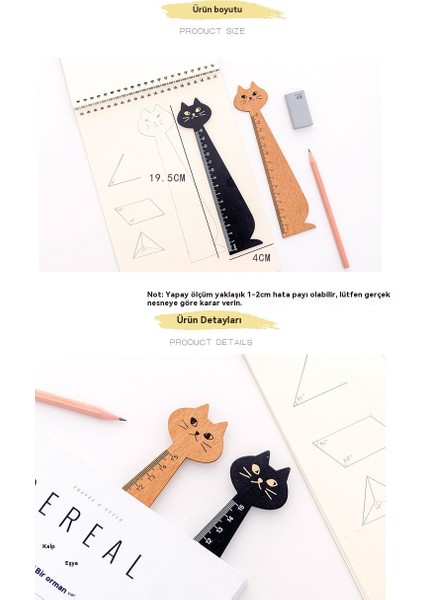 Yaratıcı Kedi Çizim Sevimli Vintage Kırtasiye Ahşap Cetvel (Yurt Dışından) fiyatları