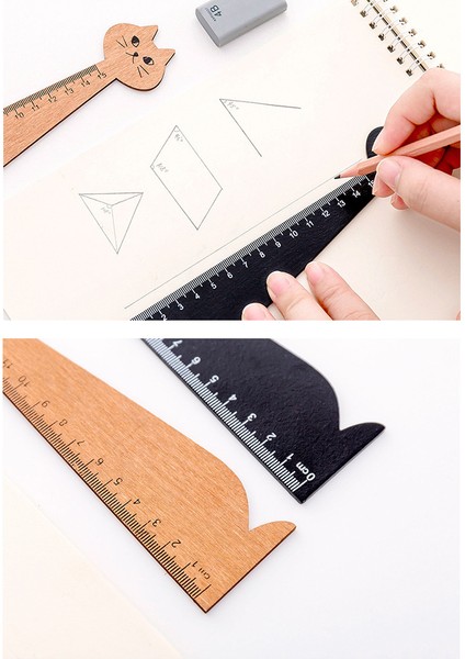 Yaratıcı Kedi Çizim Sevimli Vintage Kırtasiye Ahşap Cetvel (Yurt Dışından) indirimleri