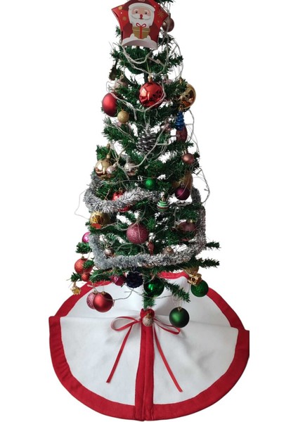, Yılbaşı Çam Ağacı Altı Örtüsü, Çam Ağacı Ayak Halısı Örtüsü, Beyaz Renk, Peluş 70 cm