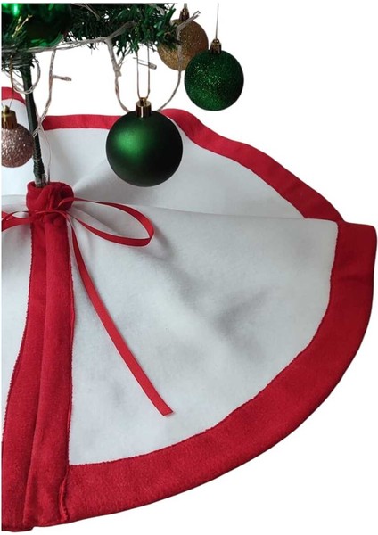 , Yılbaşı Çam Ağacı Altı Örtüsü, Çam Ağacı Ayak Halısı Örtüsü, Beyaz Renk, Peluş 70 cm
