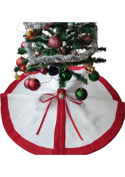 , Yılbaşı Çam Ağacı Altı Örtüsü, Çam Ağacı Ayak Halısı Örtüsü, Beyaz Renk, Peluş 70 cm
