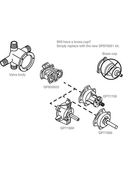 Part GP876851 -Temp Mikser ve Basınç Dengeleyici Ünite Kiti, Tek, Siyah fiyatları