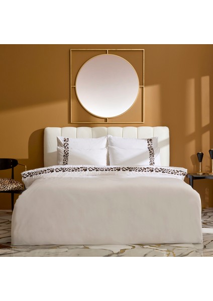 Furia %100 Pamuk Nakışlı Çift Kişilik Nevresim Takımı Beyaz