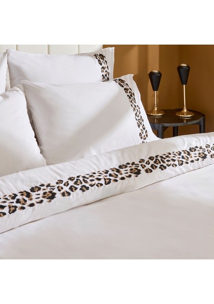 Furia %100 Pamuk Nakışlı Çift Kişilik Nevresim Takımı Beyaz